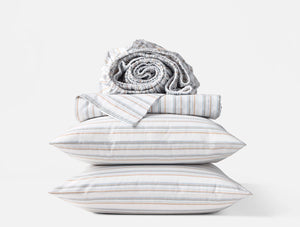Coyuchi Full Surf Stripe Organic Crinkled Percale Sheet Set