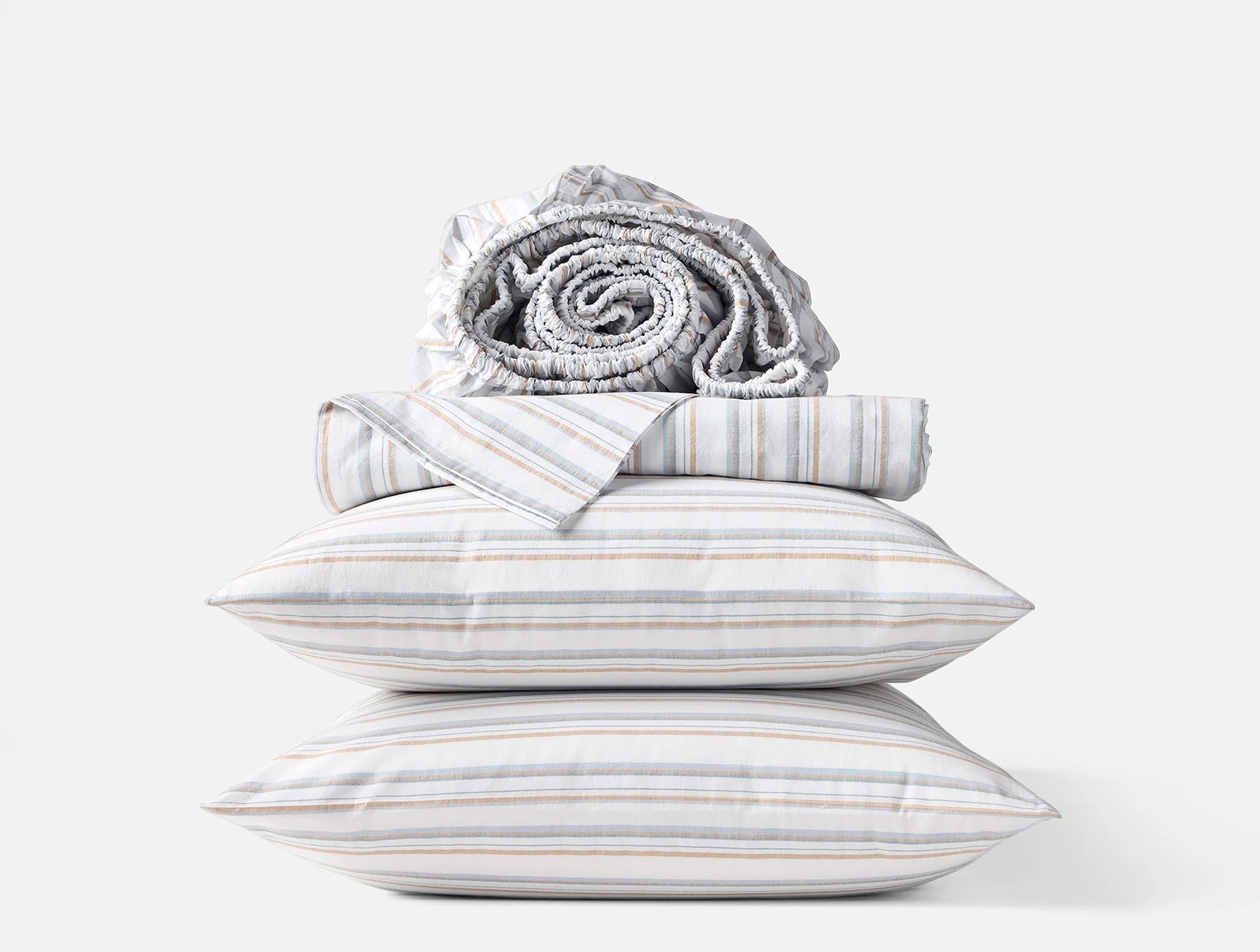 Coyuchi King Surf Stripe Organic Crinkled Percale Sheet Set