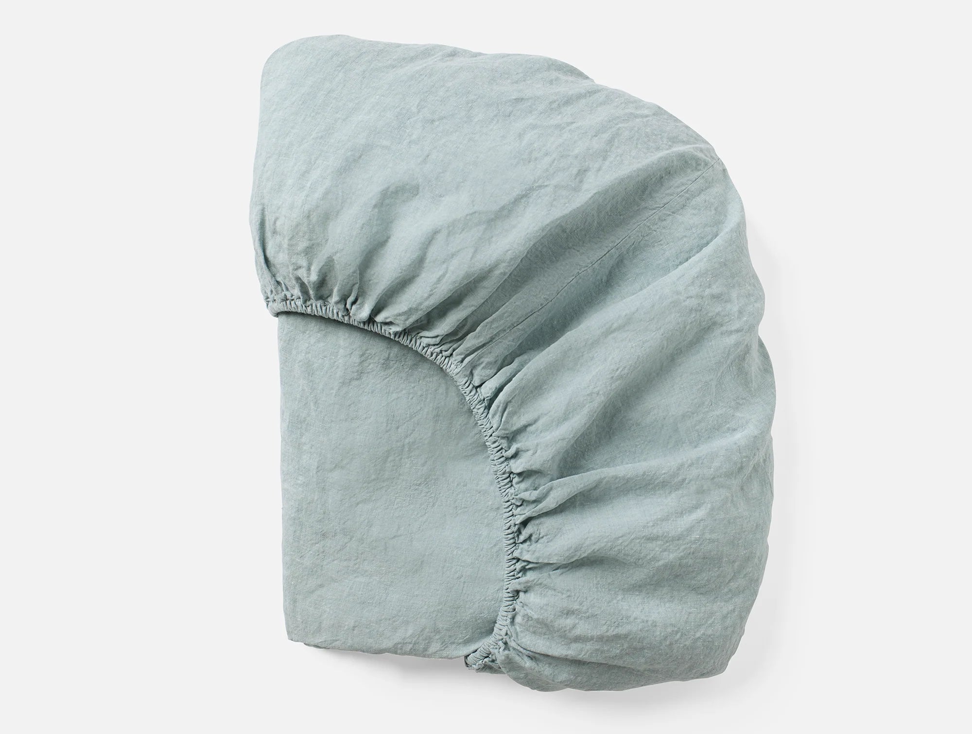 Coyuchi Cal King Pacific Blue Chambray Organic Relaxed Linen Fitted Sheet