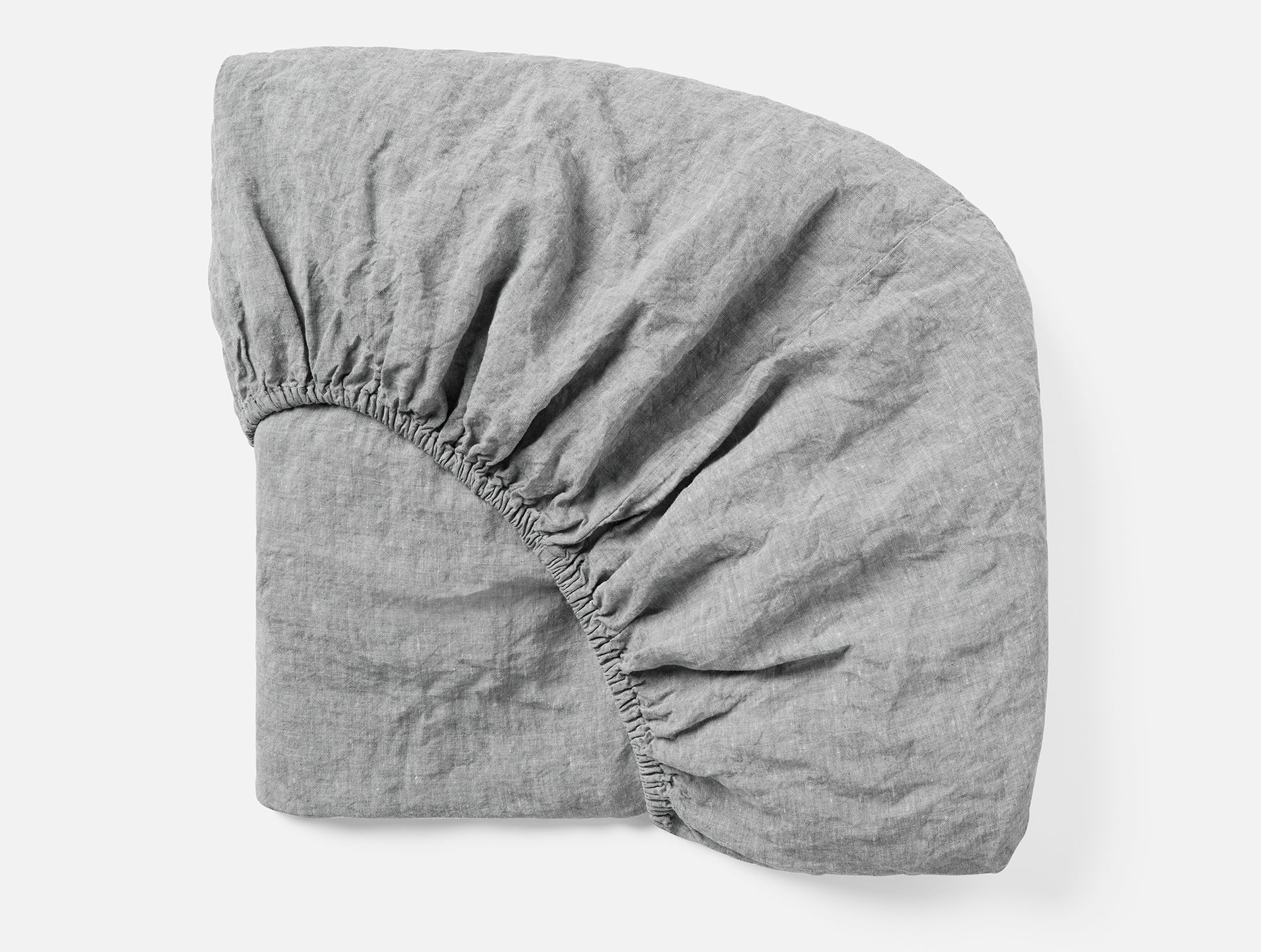 Coyuchi King Slate Chambray Organic Relaxed Linen Fitted Sheet