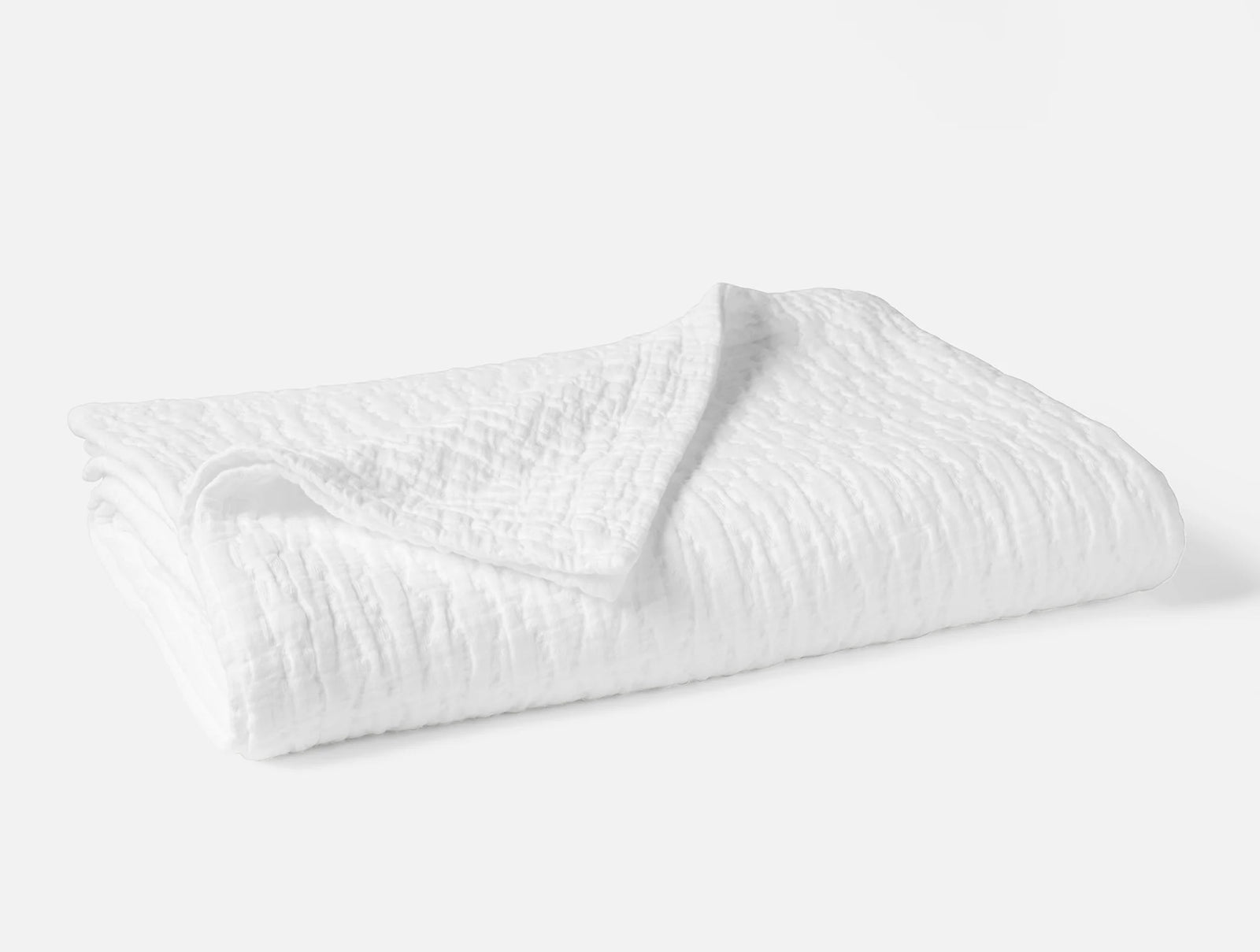 Coyuchi Twin Alpine White Pescadero Matelasse Organic Blanket