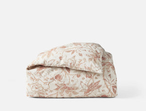 Coyuchi King Cal King Natural w Praline Sea Bloom Print Duvet Cover