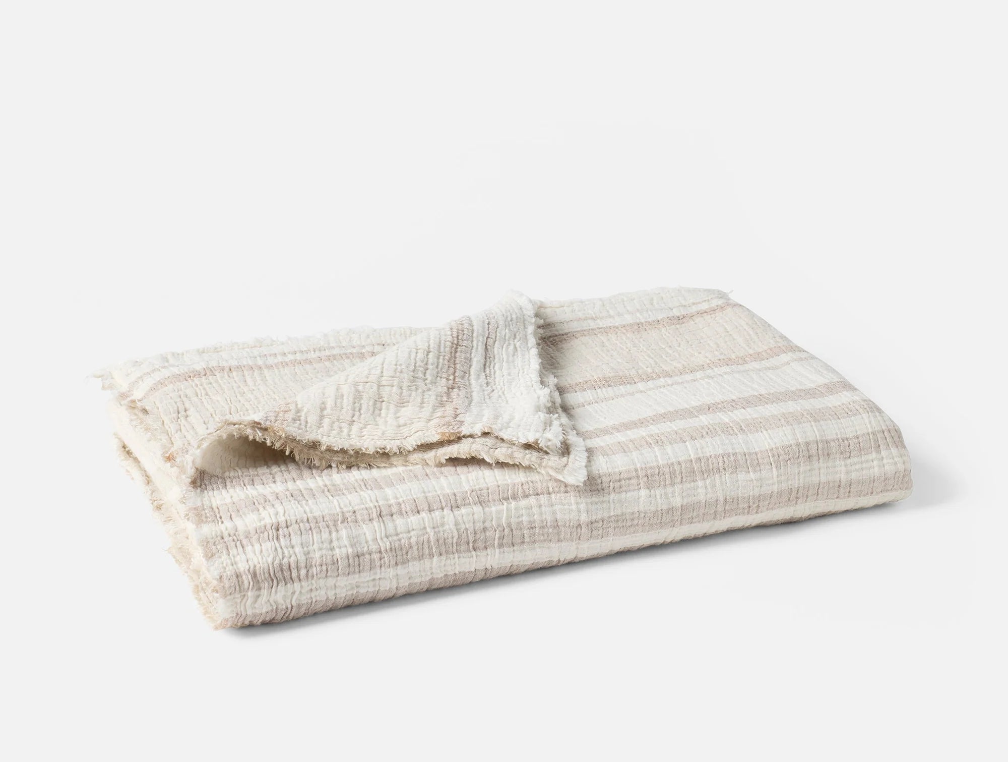 Coyuchi Throw 50"x70" Terra Stripe Topanga Organic Matelasse Blanket