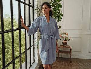 Coyuchi Small Indigo Chambray Women’s Isla Organic Cotton Robe