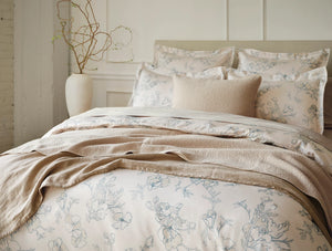 Coyuchi Full Queen Sand Dollar Cerulean Romneya Organic Print Duvet Cover