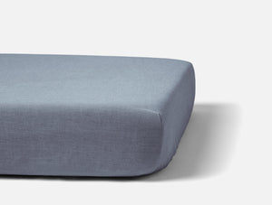Coyuchi Indigo Chambray Organic Crinkled Percale Crib Fitted Sheet