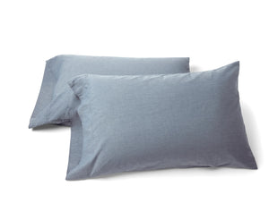 Coyuchi Standard Queen Pillowcase Set Indigo Chambray Organic Crinkled Percale Sheet Set