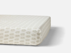 Coyuchi Seafoam Chrysanthemum Organic Crinkled Percale Crib Fitted Sheet