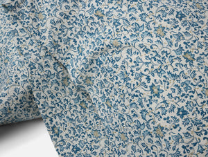 Coyuchi King Pilllowcase Set Indigo Asterid Organic Print Percale Sheet Set