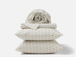 Coyuchi Seafoam Chrysanthemum Organic Print Percale Sheet Set