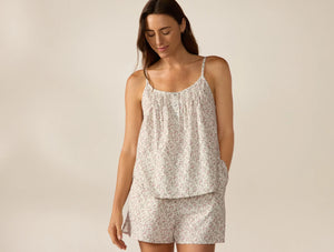 Coyuchi Medium Plum Blossom Primrose Women's Isla Organic Cotton Cami Short Set