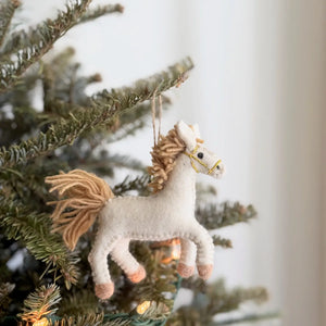 Ganapati Horse - White Felt Ornament