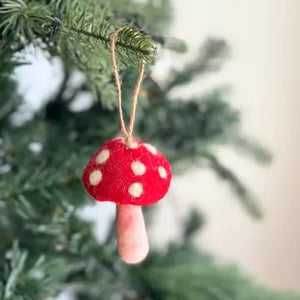 Ganapati Red Mushroom Felt Ornament
