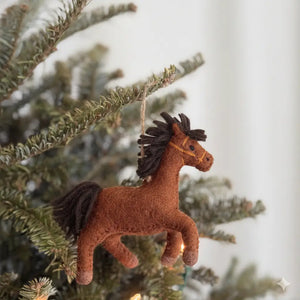 Ganapati Horse - Brown Felt Ornament