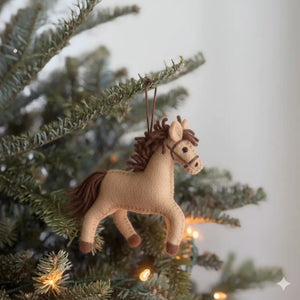Ganapati Horse - Beige Felt Ornament