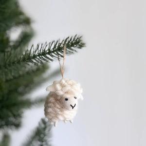 Ganapati Mini Sheep - White Felt Ornament