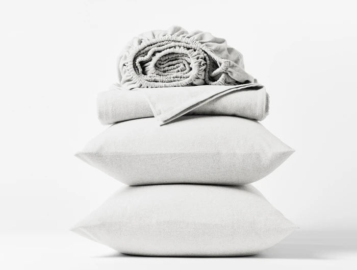 Coyuchi Queen Gulf Tonal Stripe Cloud Brushed Organic Flannel Sheet Set