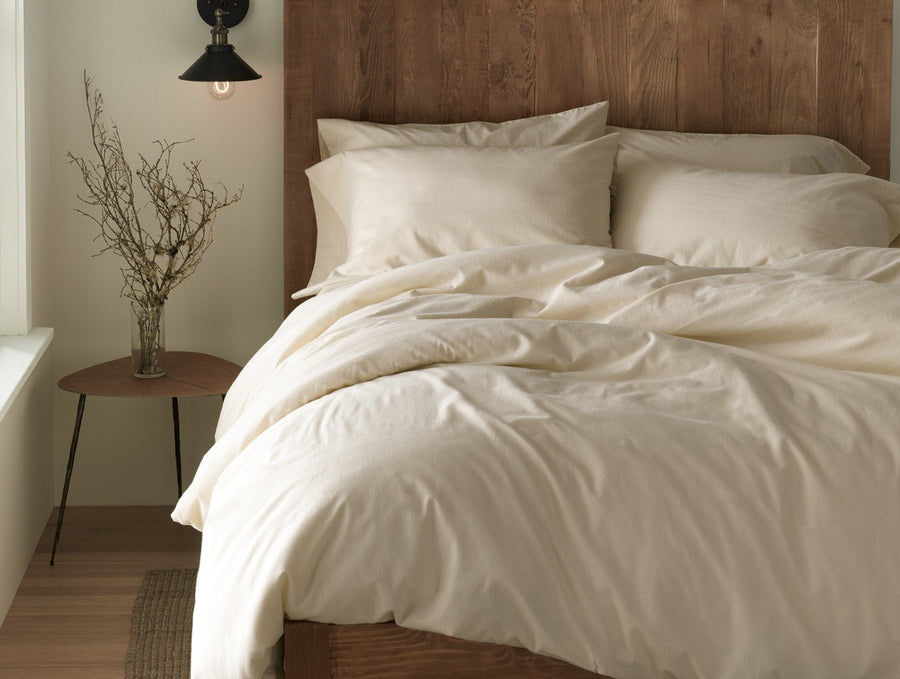 Coyuchi Alpine White Cloud Brushed Organic Flannel Duvet Cover