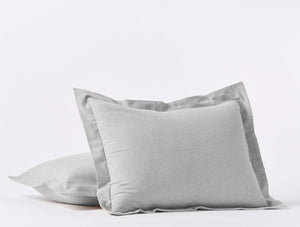 Coyuchi Sham - Euro Pale Gray Heather Cloud Brushed Organic Flannel Duvet Cover