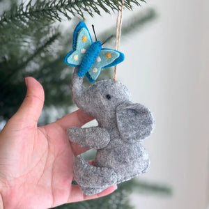 Ganapati Elephant with Butterfly Felt Ornament