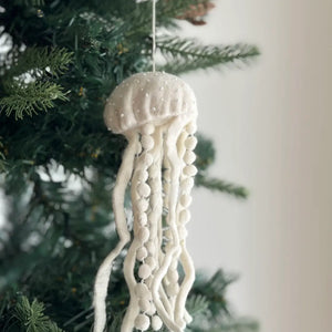 Ganapati White Jellyfish Felt Ornament
