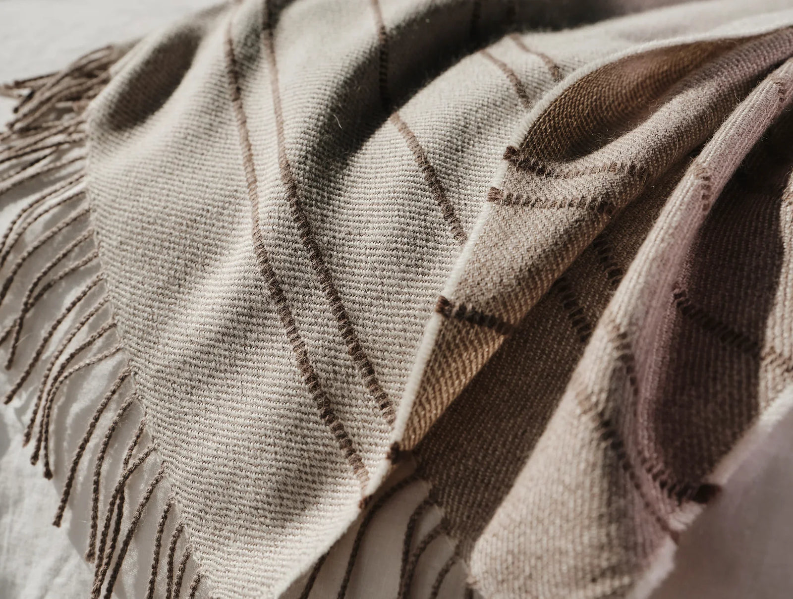 Coyuchi Ivory w Gray Lima Reversable Alpaca Throw