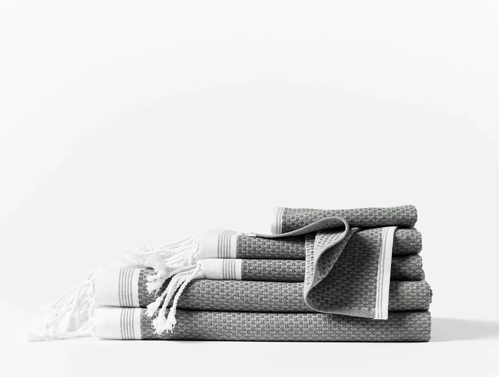 Coyuchi Towel Set Shadow with Deep Pewter Mediterranean Organic Towels
