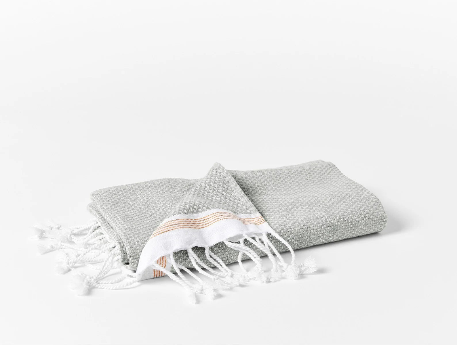 Coyuchi Beach Towel Deep Pewter w Tangerine Stripe Mediterranean Organic Towels