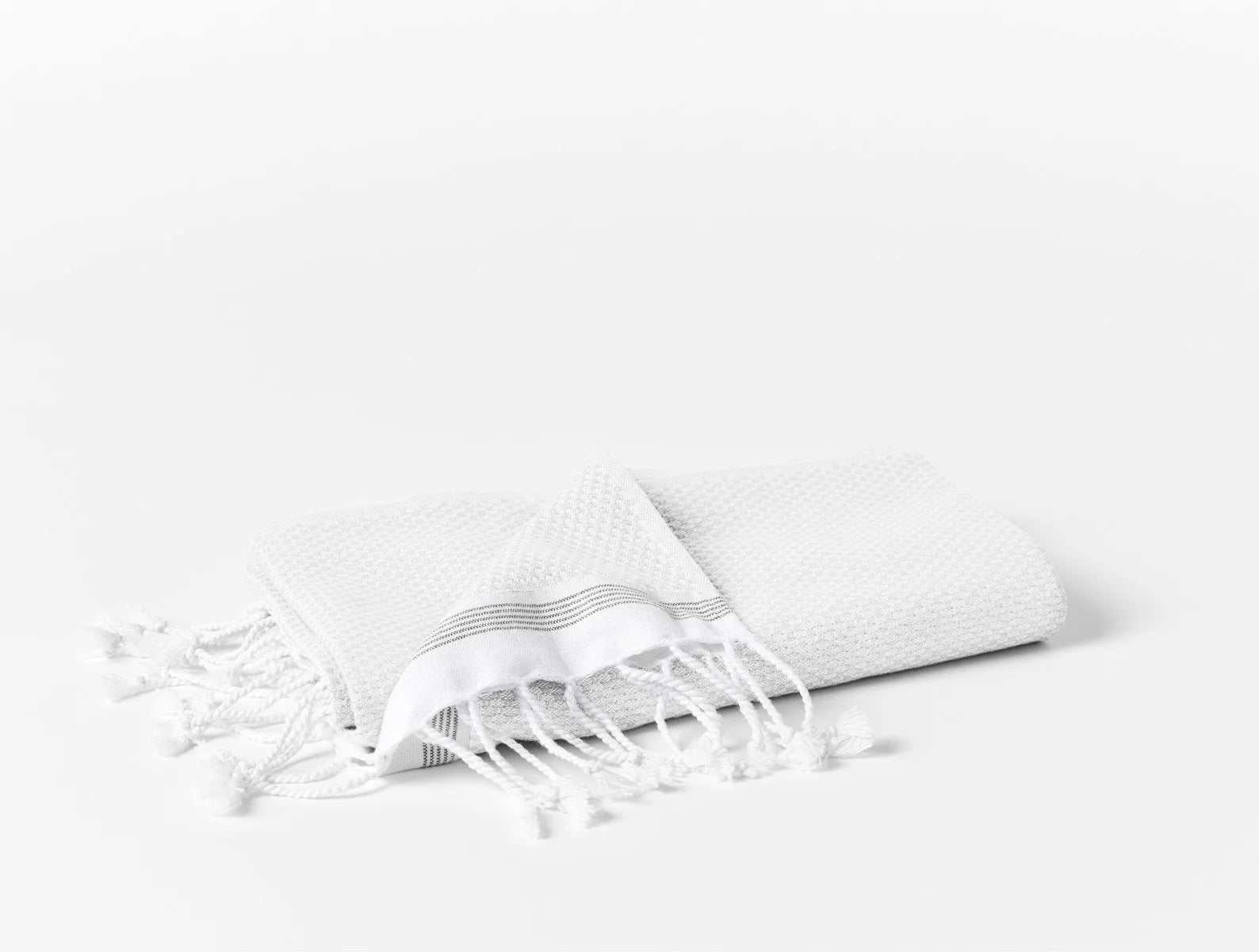 Coyuchi Bath Towel Alpine White with Slate Stripe Mediterranean Organic Towels
