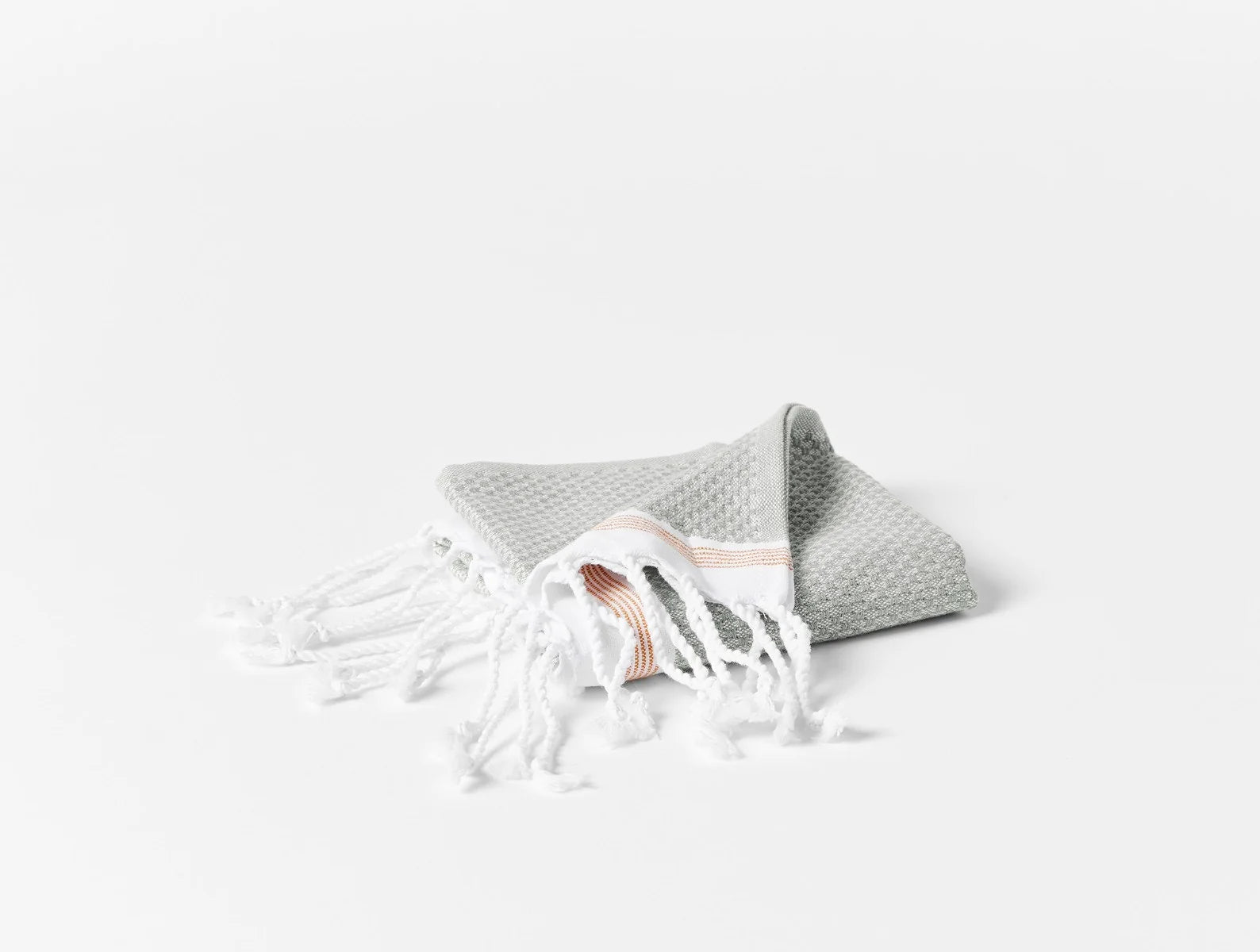 Coyuchi Guest Towel Deep Pewter w Tangerine Stripe Mediterranean Organic Towels