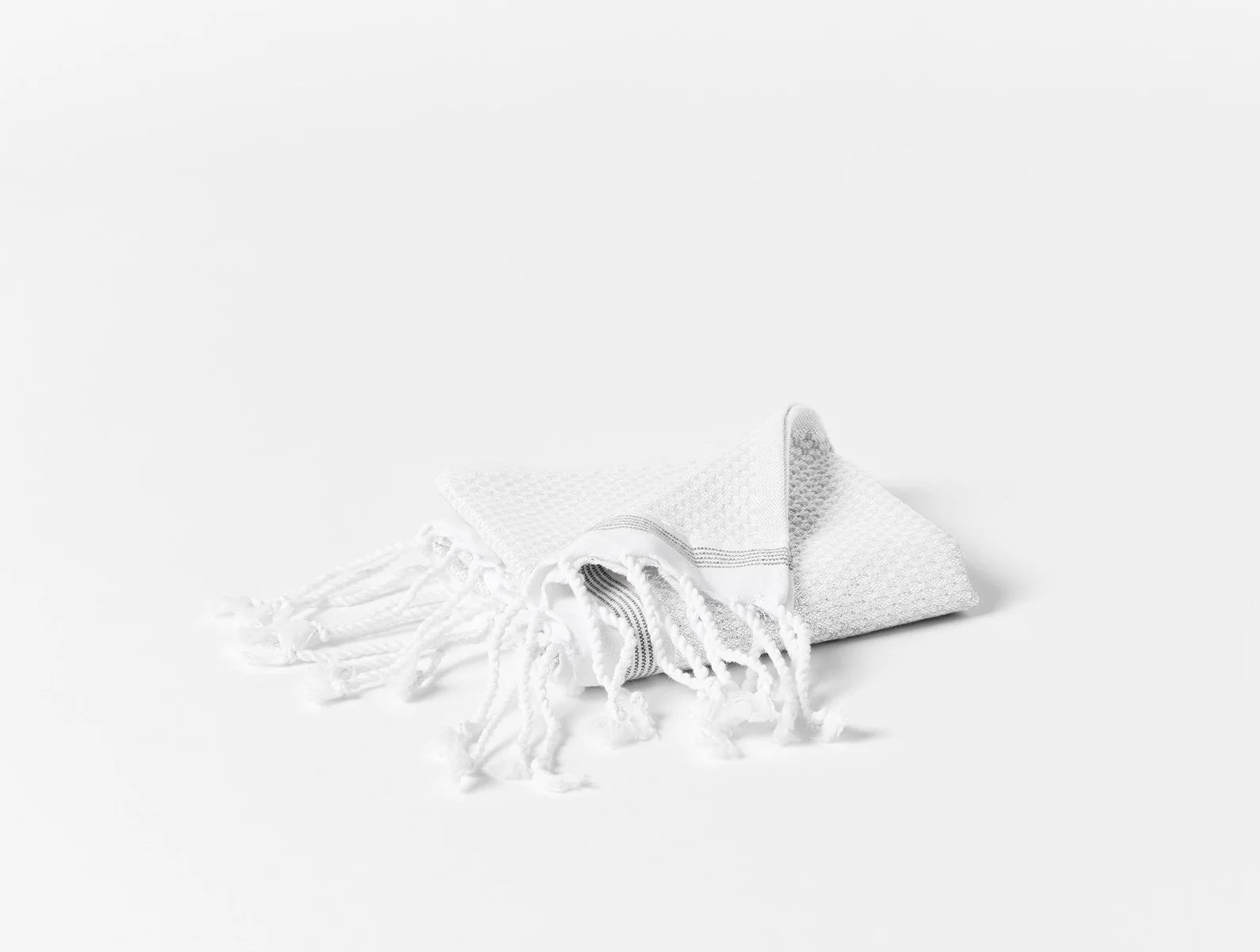 Coyuchi Guest Towel Alpine White with Slate Stripe Mediterranean Organic Towels
