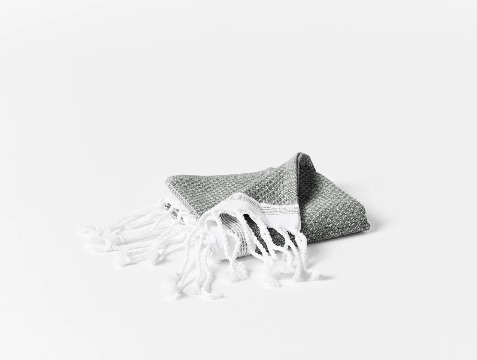 Coyuchi Guest Towel Shadow with Deep Pewter Mediterranean Organic Towels