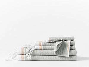 Coyuchi Towel Set Deep Pewter w Tangerine Stripe Mediterranean Organic Towels