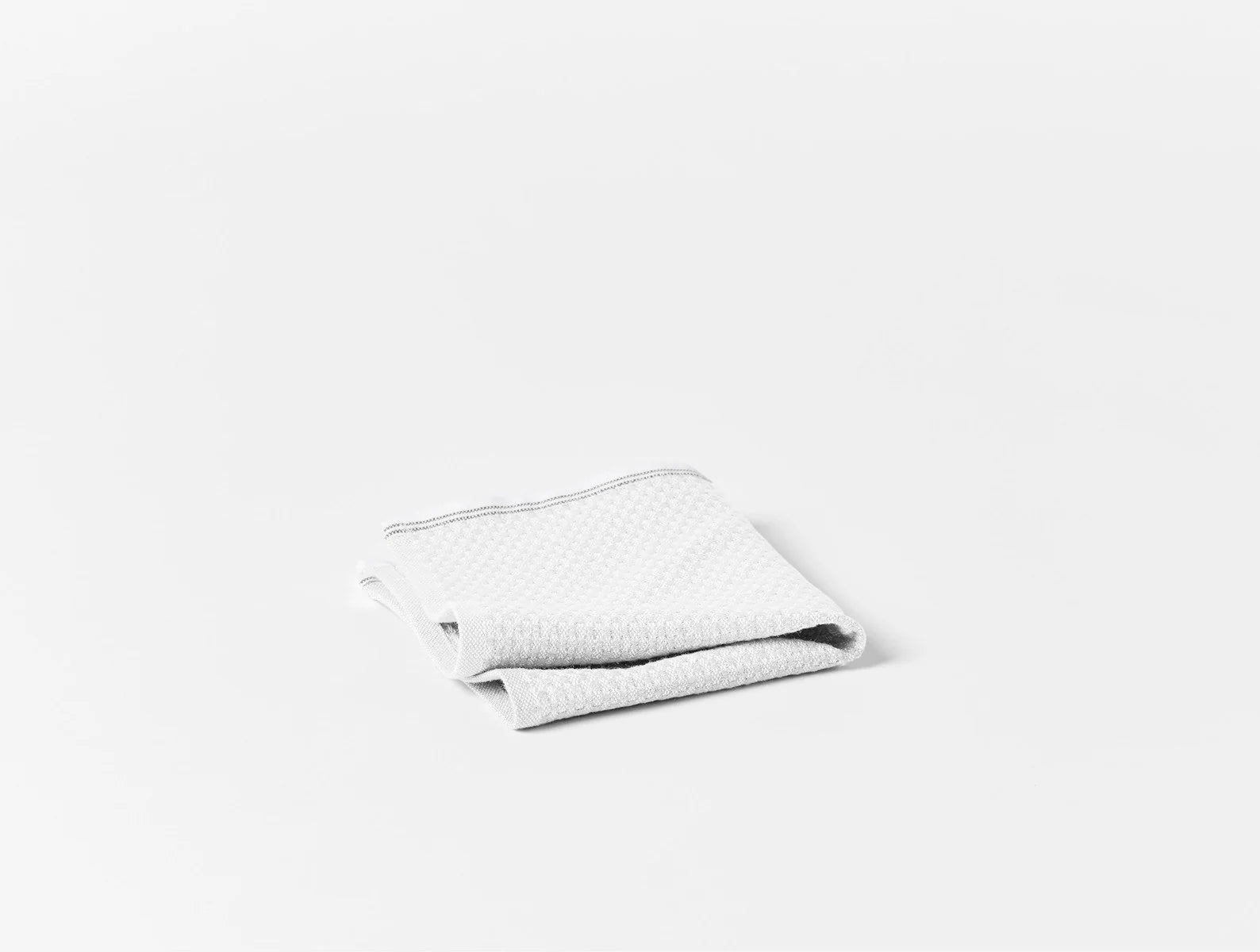 Coyuchi Wash Cloth Alpine White with Slate Stripe Mediterranean Organic Towels