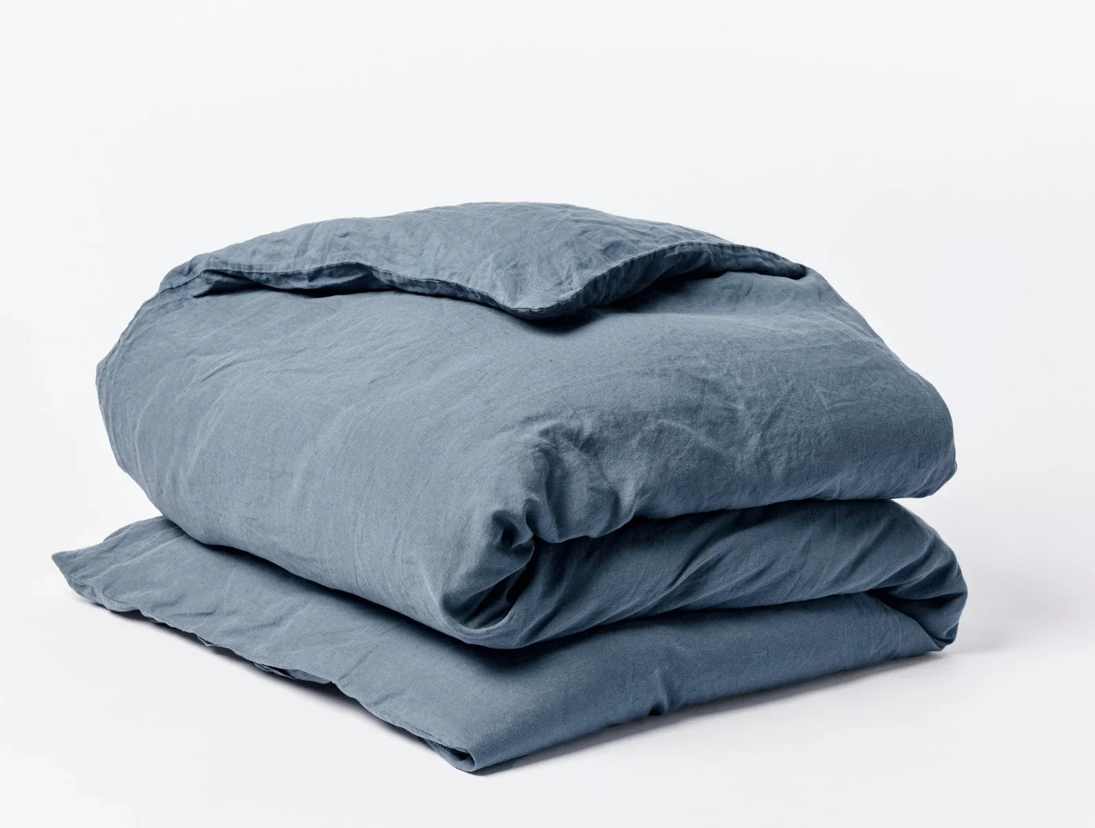 Coyuchi Full Queen Harbor Blue Organic Relaxed Linen Duvet Cover