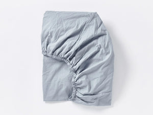 Coyuchi Steel Blue Organic Crinkled Percale Crib Fitted Sheet