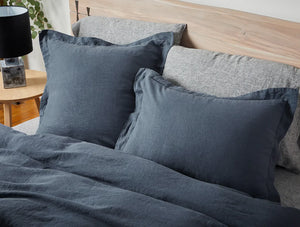 Coyuchi Standard Sham Harbor Blue Organic Relaxed Linen Duvet Cover