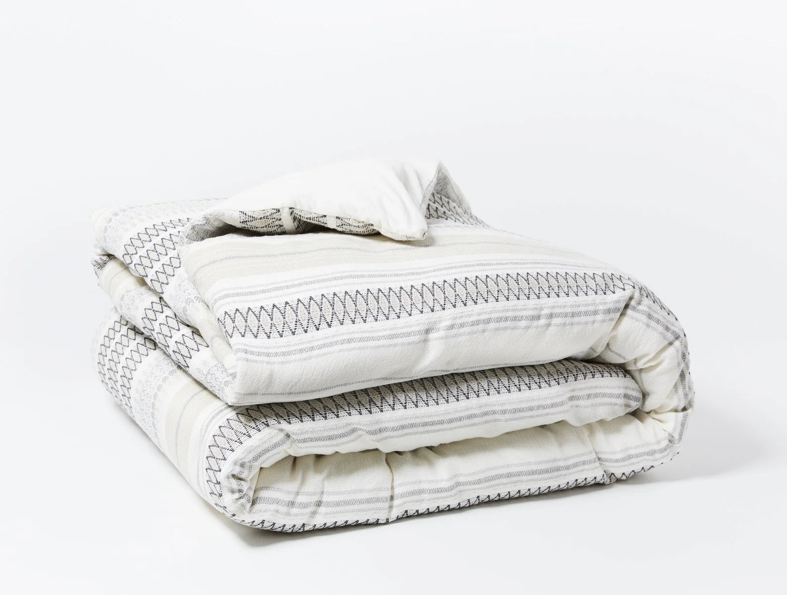 Coyuchi King Soft White w Deep Graphite Lost Coast Organic Duvet Cover