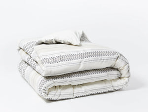 Coyuchi King Soft White w Deep Graphite Lost Coast Organic Duvet Cover