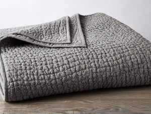 Coyuchi Slate Pebbled Handstitched Organic Quilt