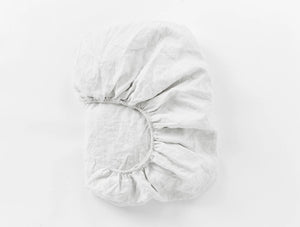 Coyuchi Full Alpine White Organic Relaxed Linen Fitted Sheet